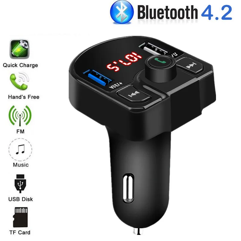 Bluetooth Fm Transmitter Usb Aux Modulator Handsfree Car Kit Car Audio Mp3 Player 3.1A Fast Charge Dual Usb Car Charger Adapter