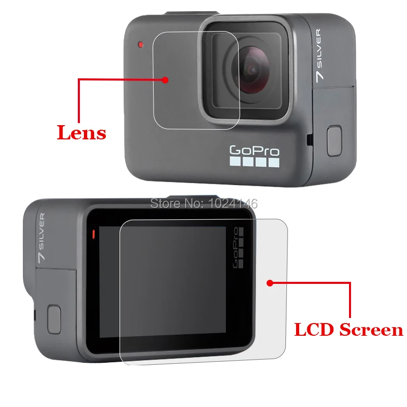 For GoPro Hero 7 Silver / White Clear Tempered Glass Camera Lens LCD Screen Protector Ultra Thin Explosion-proof Protective Film