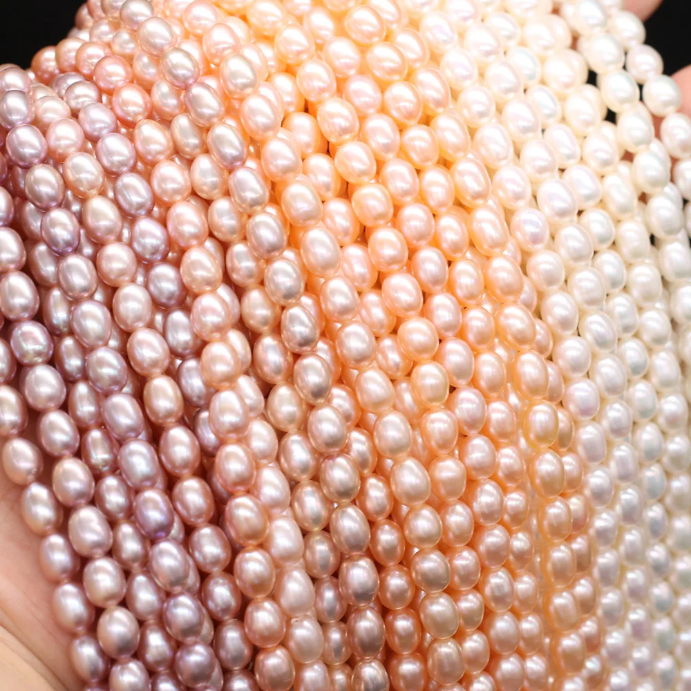 Natural Freshwater Pearl Beads Rice Shape isolation Loose Beads For jewelry making DIY necklace bracelet accessories Size 5-6mm