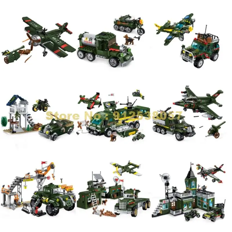 Military Ww2 Army Missile Truck Helicopter Plane Fighter Ww2 Headquarters Building Blocks Toy