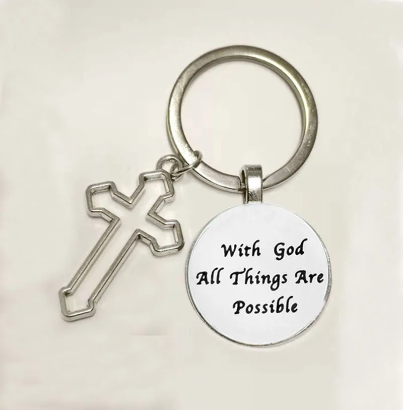 Alloy Keychain Keychain Religious Key Pendant With God All Things Are. Possible Keychain Pendant Tag