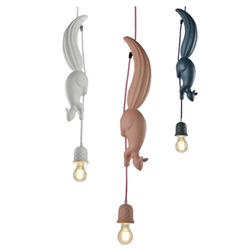 

Modern art chandelier Led resin bedroom E27 animal squirrel modern industrial chandelier children's room decoration bedroom