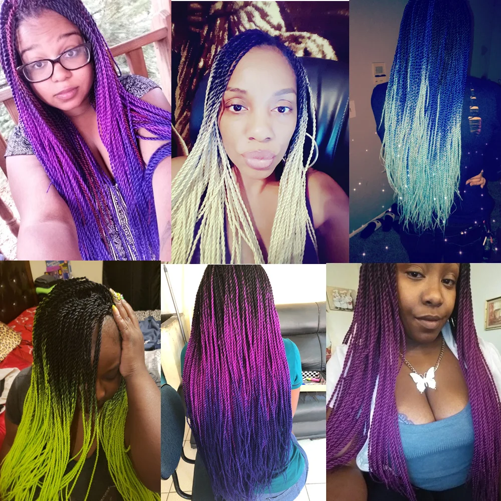 เต็มรูปแบบ24นิ้วOmbre Senegalese Twist Braiding Hairโครเชต์Braidsถักโครเชต์สีดำสีน้ำตาลผู้หญิง