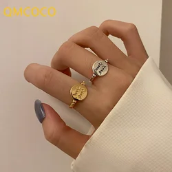 QMCOCO New Style  Silver Color Rings Trendy Hip-Hop Simple English Lettern Good Luck Punk Party Fine Jewelry Birthday Gifts