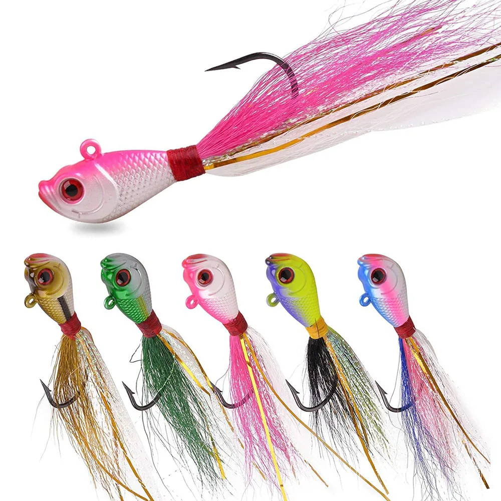 5Pcs Jig Head Fishing Lures Artificial Jig Head Bait With Fishing Hooks For Bass Trout Fishing Tackle Accessories