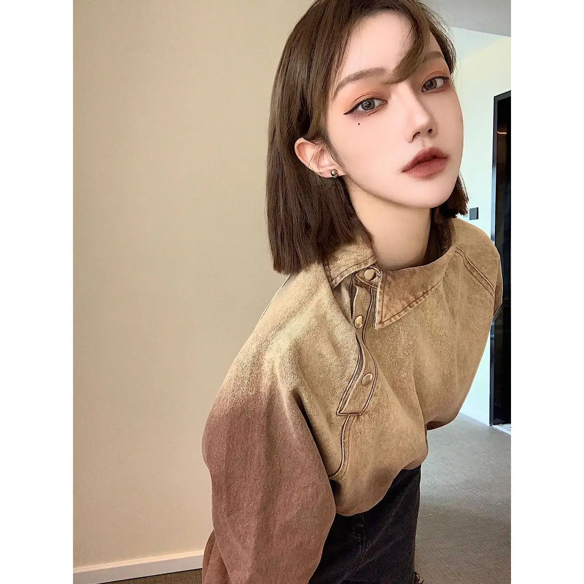 Women Jeans Coat Cotton 2022 New Spring Hoody Korean Office Lady Solid Full Turn-down Collar Short Vintage Women Tops