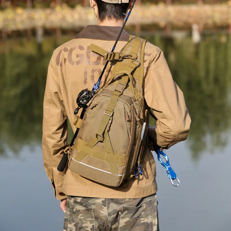 Lure Fishing Bag Multifunctional Shoulder Chest Bag Outdoor Camouflage Waterproof Hiking Backpack Fishing Tackle Back Rod Pack