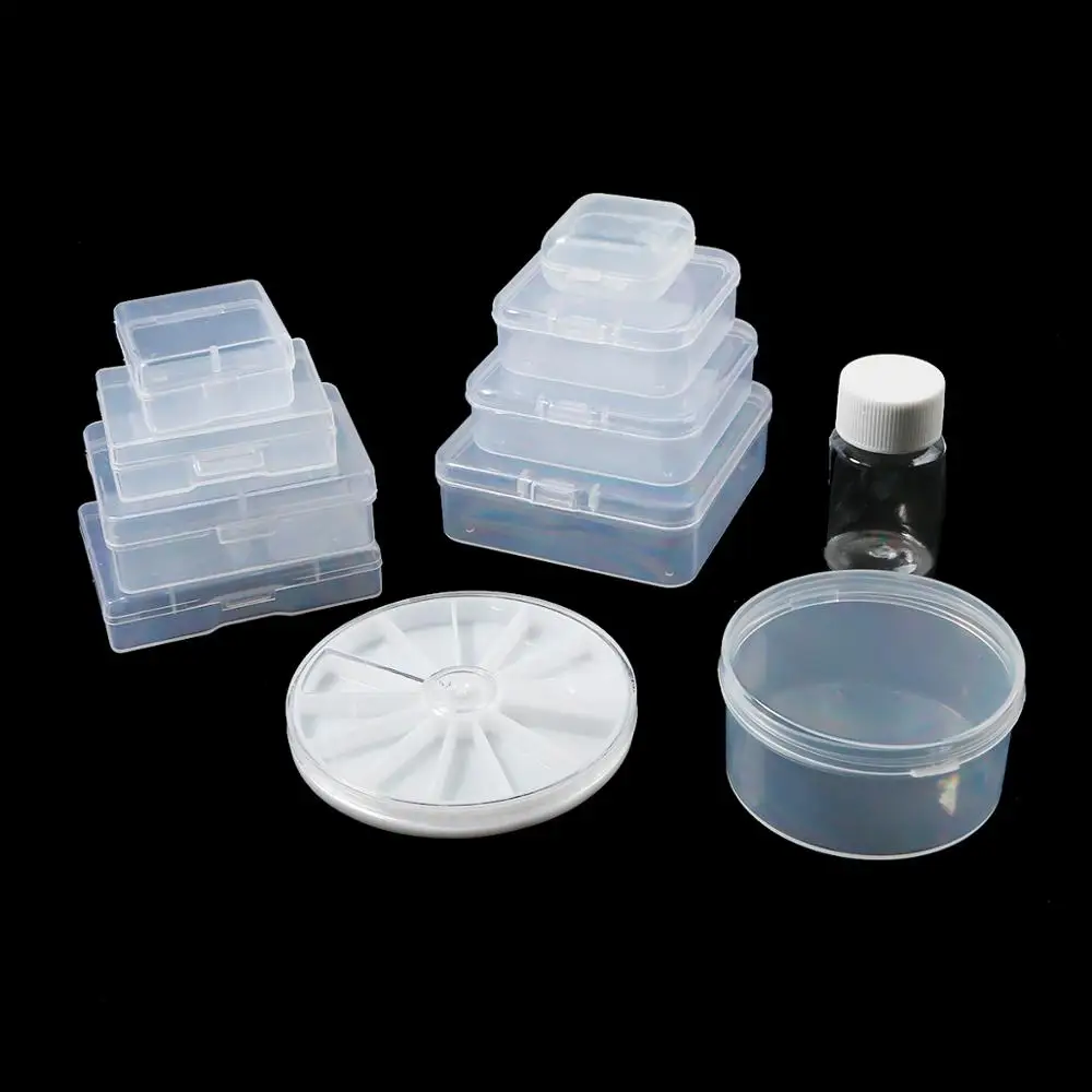 18Style Plastic Clear Round Rectangle Square PVC Organizer Earrings Jewelry Box Case Container for Rings Beads Storage Package