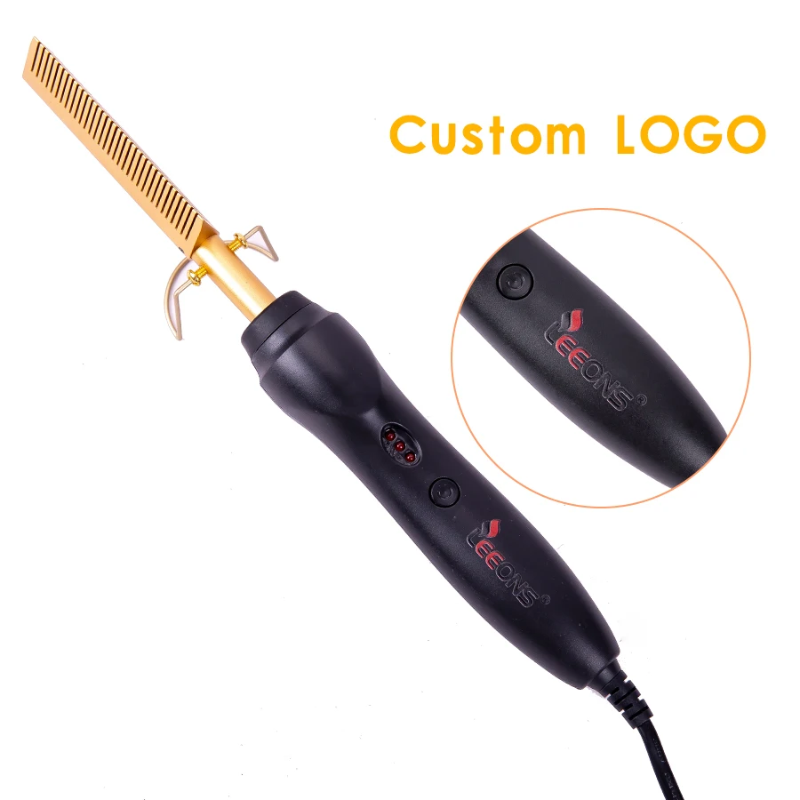 Lisseur Électrique 3 en 1 pour Cheveux Secs, Peigne Chauffant, Fers Plats