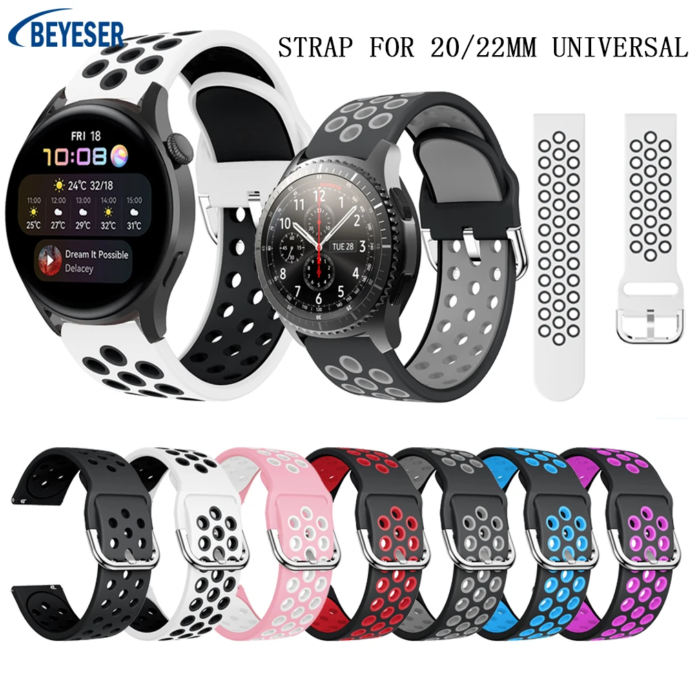 

20/22mm Two-color Silicone Strap For Samsung Galaxy Watch 46mm Smart Wristband For Galaxy Watch Active2 40MM 44MM/Active2 New