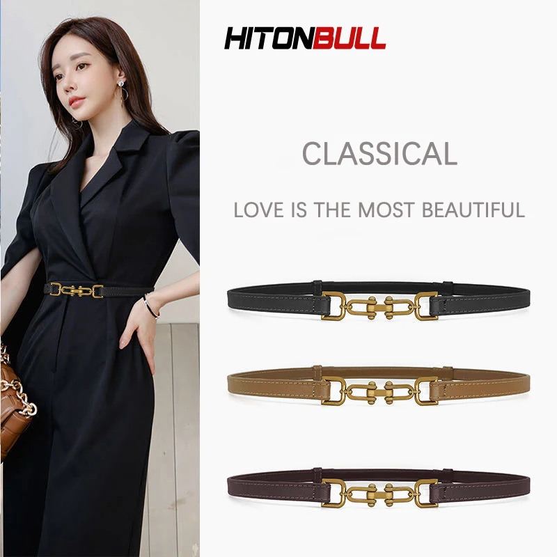 

HITONBULL Ladies Luxury Brand Belt Designer's Leather High Quality Womnen's Belt Fashion Alloy Buckle Girl Jeans Dress Belts