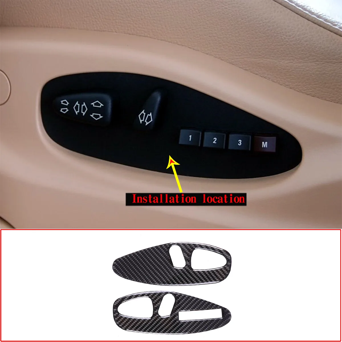 

For BMW X3 E83 2006-2010 seat adjustment switch panel sticker real carbon fiber (soft) 2-piece set of car accessories