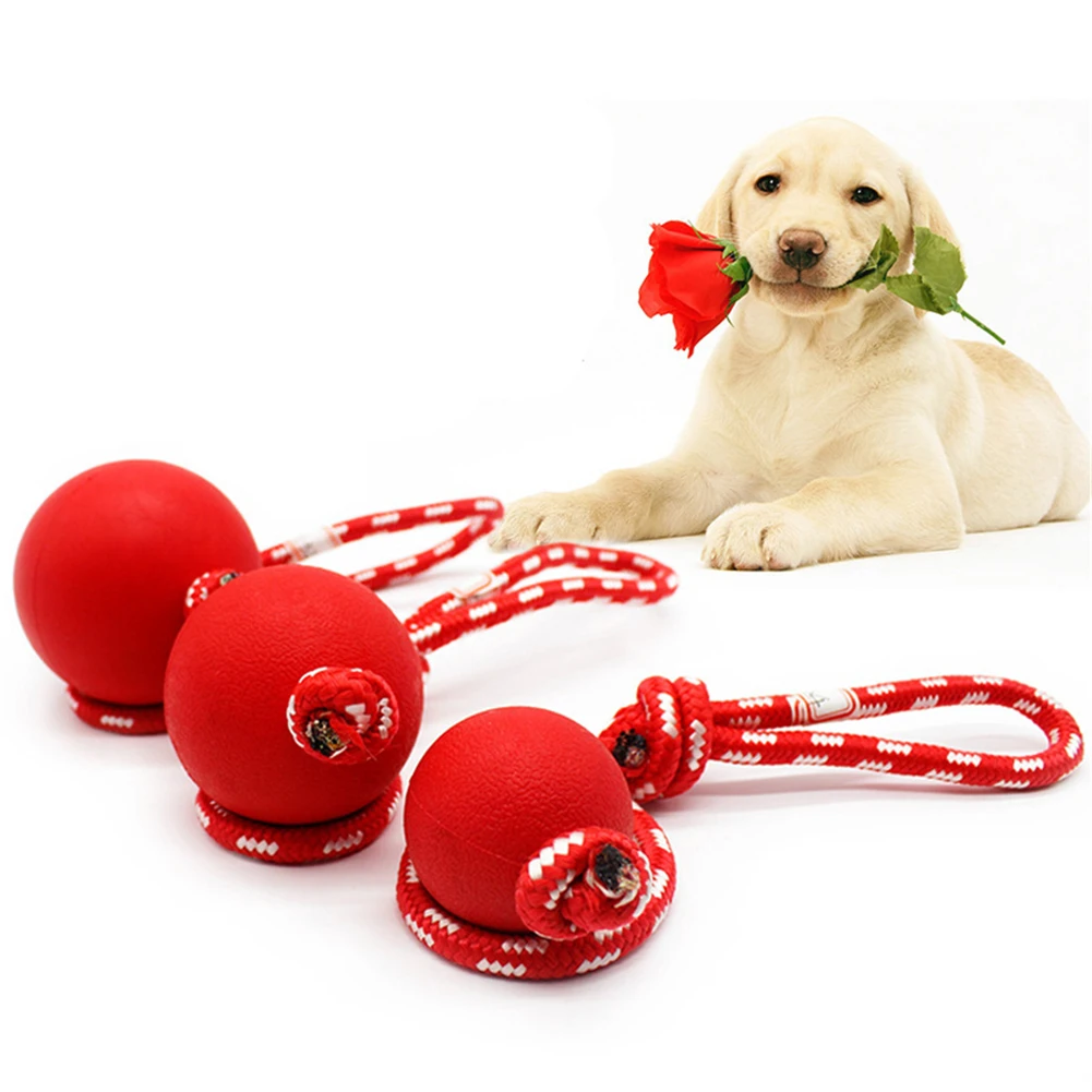 

Dog Bite Toy Pet Chew Solid Rubber Ball Rope Knot Toys Puppy Interactive Training Play Toy Cat Dogs Cleaning Teeth Molar Balls