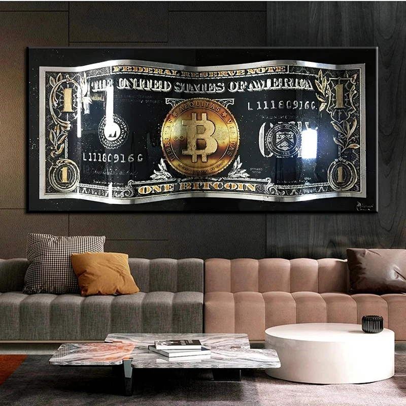 One Piece Abstract Hundred Money Posters and Prints Canvas Painting Wall Art Pictures for Living Room Modern Home Decoration