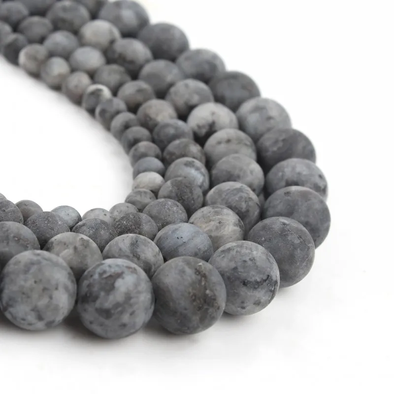 Natural Matte Black Labradorite Stone Beads For DIY Jewelry Making 4 6 8 10 12mm Round Loose Beads Bracelet Accessories 15\'\'