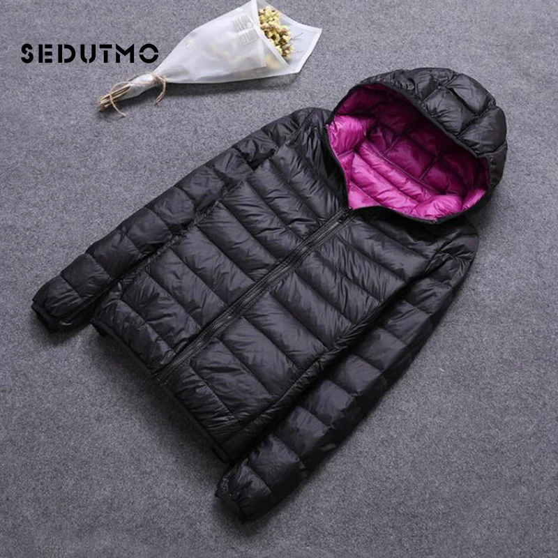 SEDUTMO Winter Plus Size 3XL Duck Down Coat Women Hooded Two Side Wear Jackets Ultra Light Coat Spring Puffer Jacket ED616