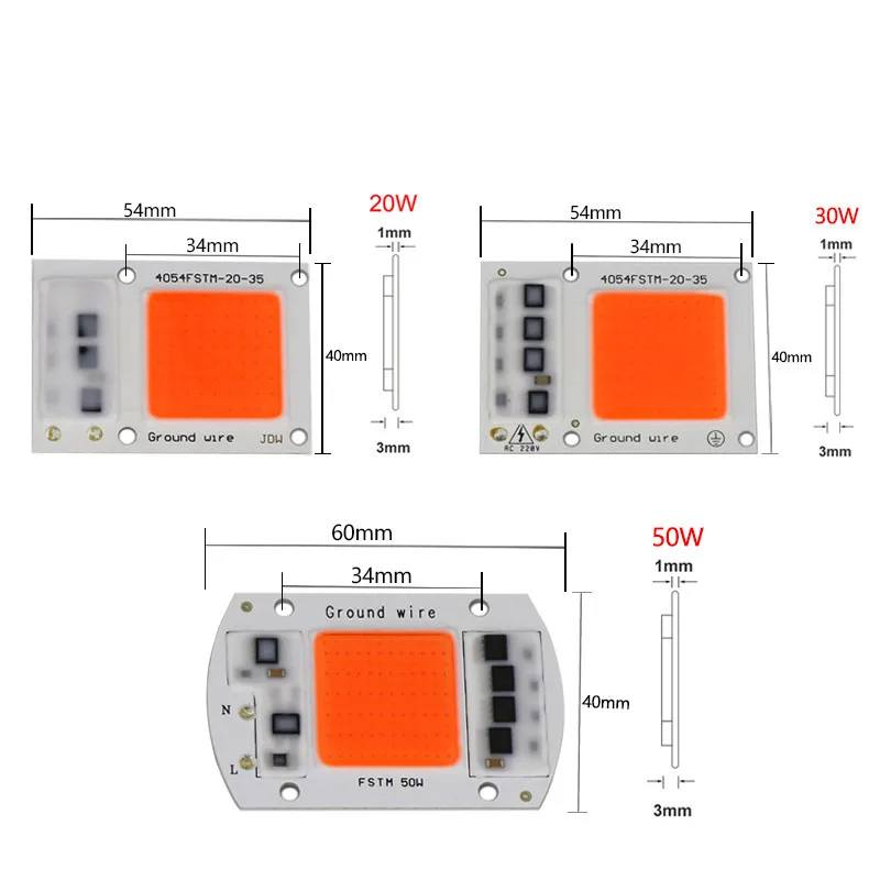 Cob Schip Groeien Plant Licht 50W Led Lamp Chip 30W 20W Led Kralen Lamp Box Full Spectrum Geen Driver Warm Koel Wit Diy Cob Led