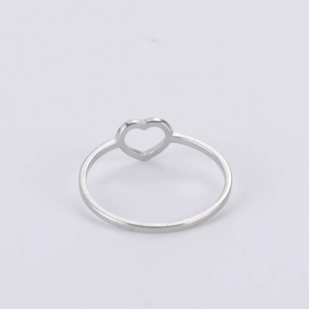 Skyrim New Simple Hollow Heart Rings for Women Stainless Steel Minimalist Finger Ring Jewelry Engagement Anniversary Gifts