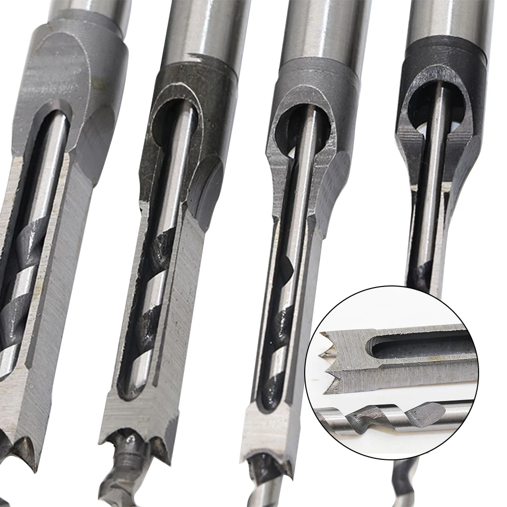 6.0mm~16mm HSS Twist Drill Bits Woodworking Drill Tools Kit Set Square Auger Mortising Chisel Drill Set Square Hole Extended Saw