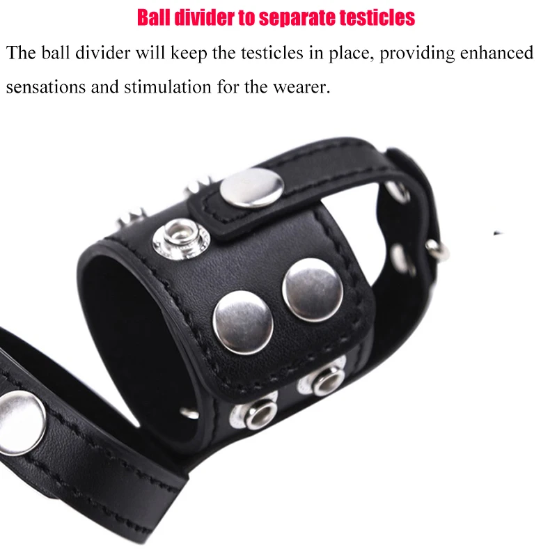 Leather Penis Ball Stretcher, BDSM Bondage Cock Ring Ball Holster Harness Strap,SM Cockrings Sex Toy for Men