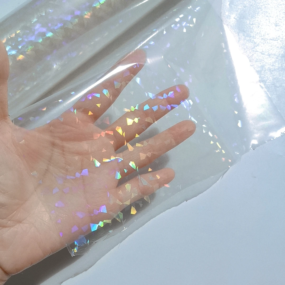 Broken Glass 21CM X L120M  Hot Holography Transparent Stamping Foil for Paper Plastic and Film PP PE Material DIY Colorful Card