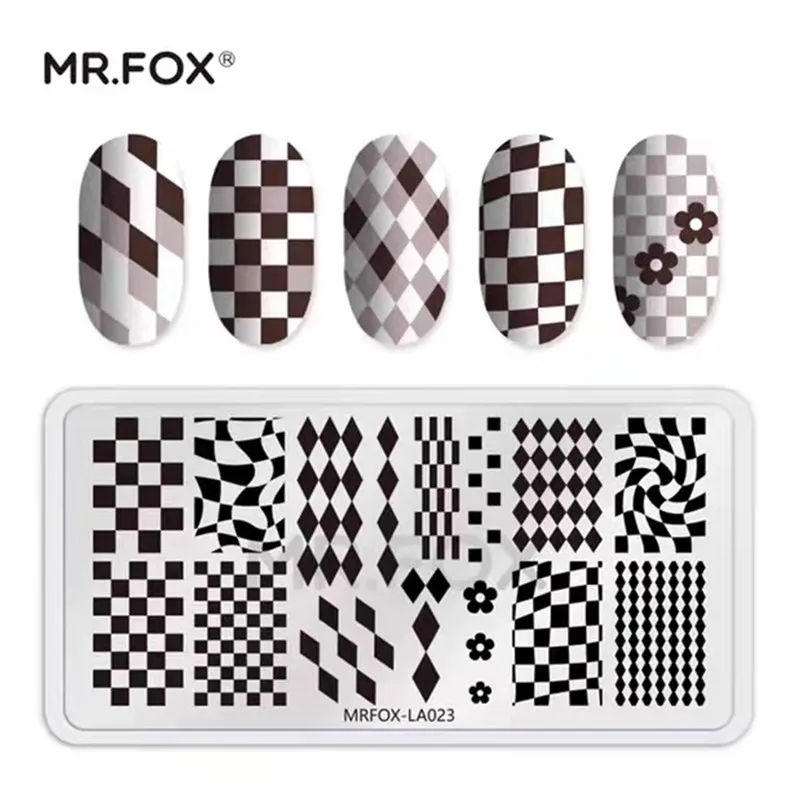 

Black and White Checkerboard Template Nail Art Stamping Plate Manicure Nail Stamping Plate Image Painting DIY Nail Decal