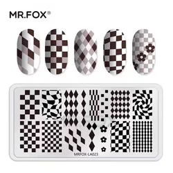 Black and White Checkerboard Template Nail Art Stamping Plate Manicure Nail Stamping Plate Image Painting DIY Nail Decal