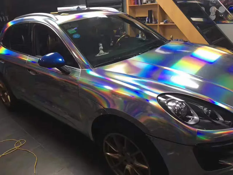 

Holographic Glossy Rainbow Silver Laser Vinyl Adhesive Film Roll Car Wrap Foil with Air Release Bubbles Free