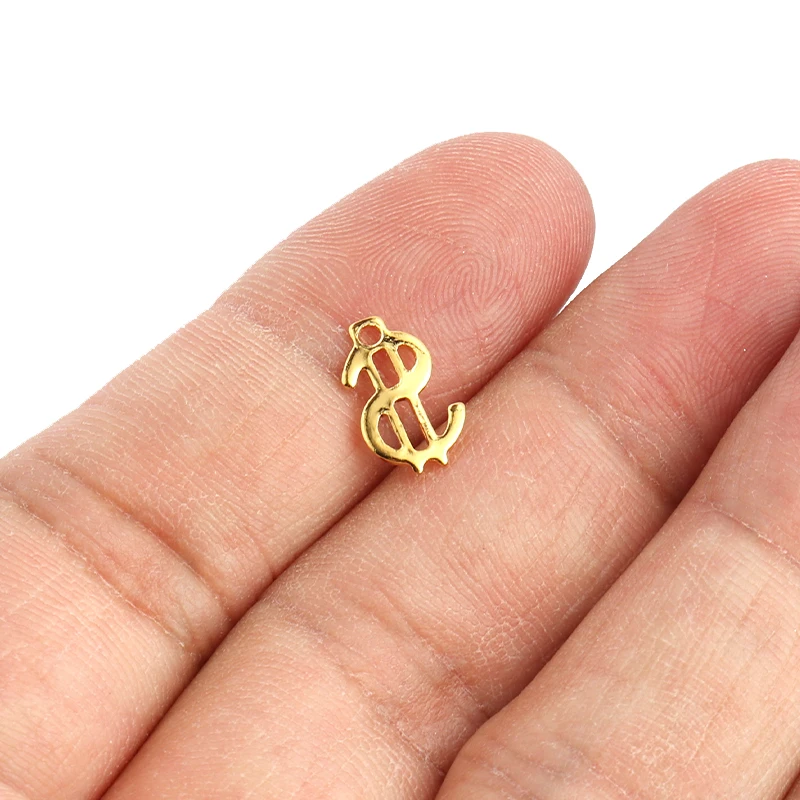 20pcs/lot 12X7mm Stainless Steel $ Dollar Sign Pendant Gold Silver Color Charms For Making DIY Jewelry Handmade Accessories ZU2