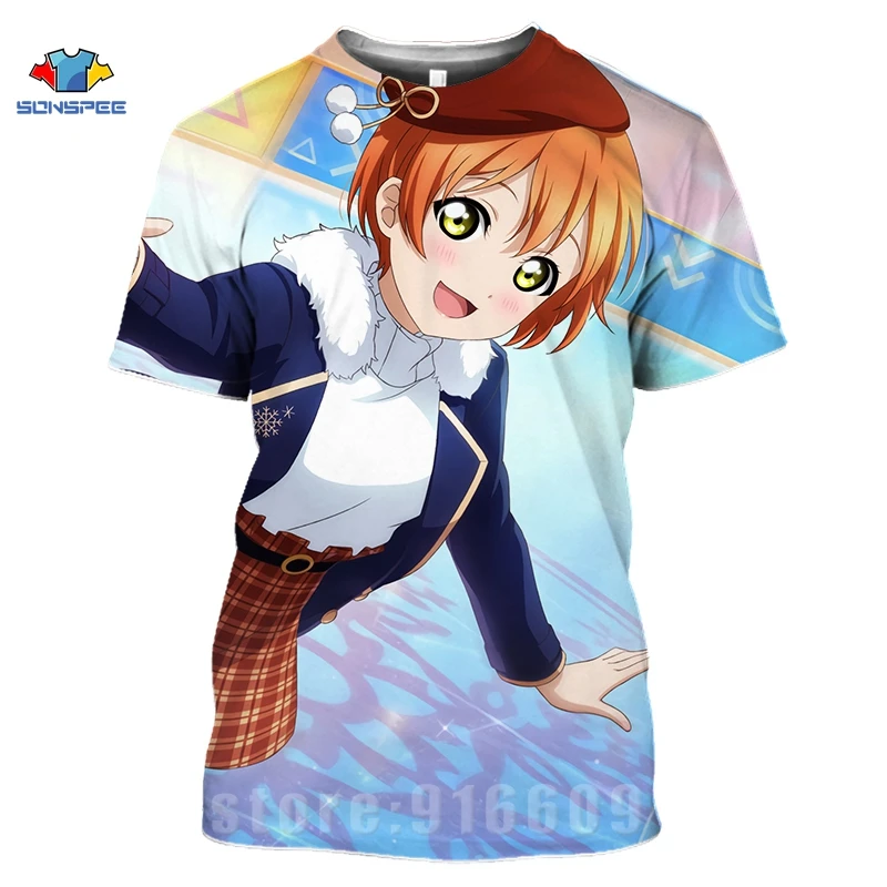 SONSPEE 3D Printed T Shirt Love Live Anime T Shirt Women Harajuku Short Sleeve Fun T-Shirt Loli Girl Role Playing Game Top Tee