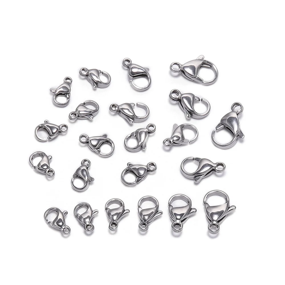 30szt/lot 9 10 11 12 13 15mm Zapięcie homara ze stali nierdzewnej Haki do naszyjnika DIY Bransoletka Łańcuch Moda Biżuteria Tworzenie znalezisk