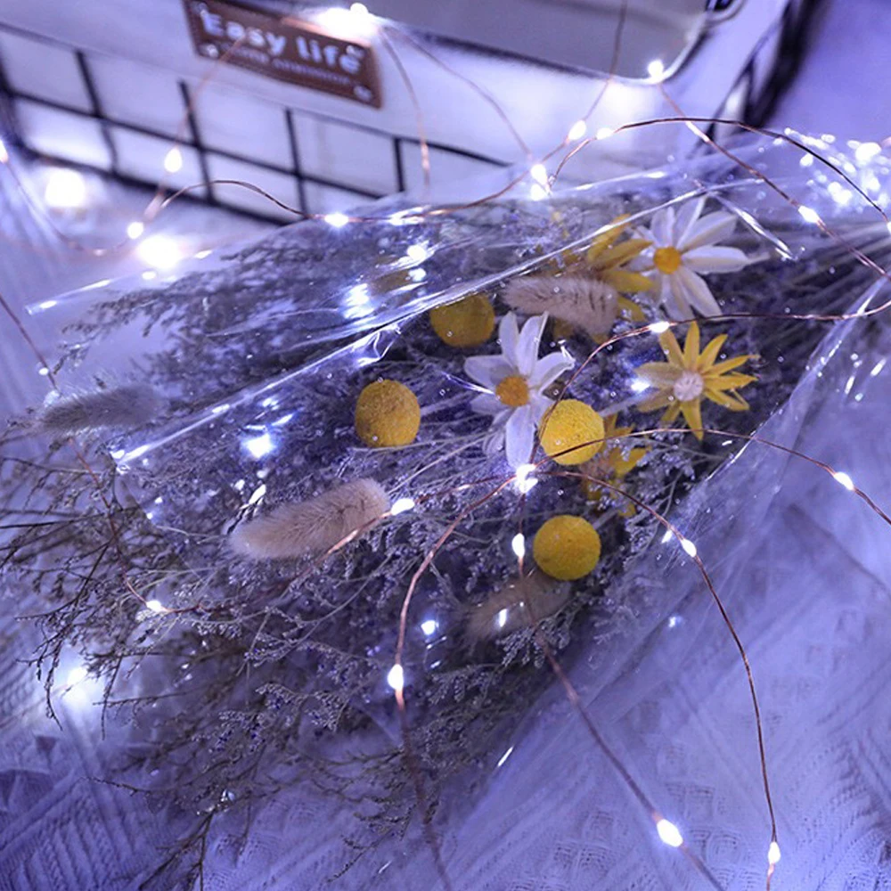 Led Copper Wire String Light 2M 3M 4M 5M USB Operated 8Mode Remote Control Lights Fairy garlands for Wedding Christmas Decor