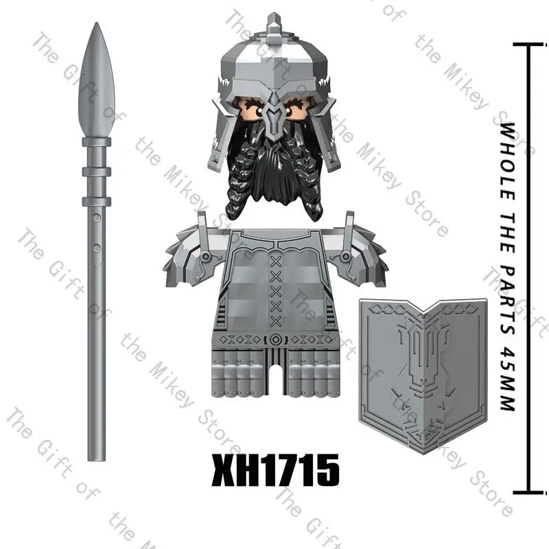 One Set Medieval Time Knight Dwarf Soldier Elves Figures Building Blocks Accessories Armor Shield Weapon Toys For Children X0314