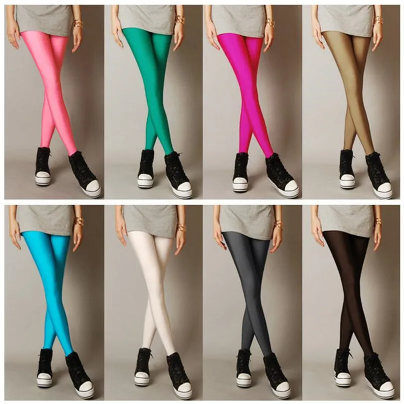 LJCUIYAO New Spring Solid Candy Neon Leggings Women High Stretched Female Legging Spandex Pants Girl Clothing Leggins Plug Size