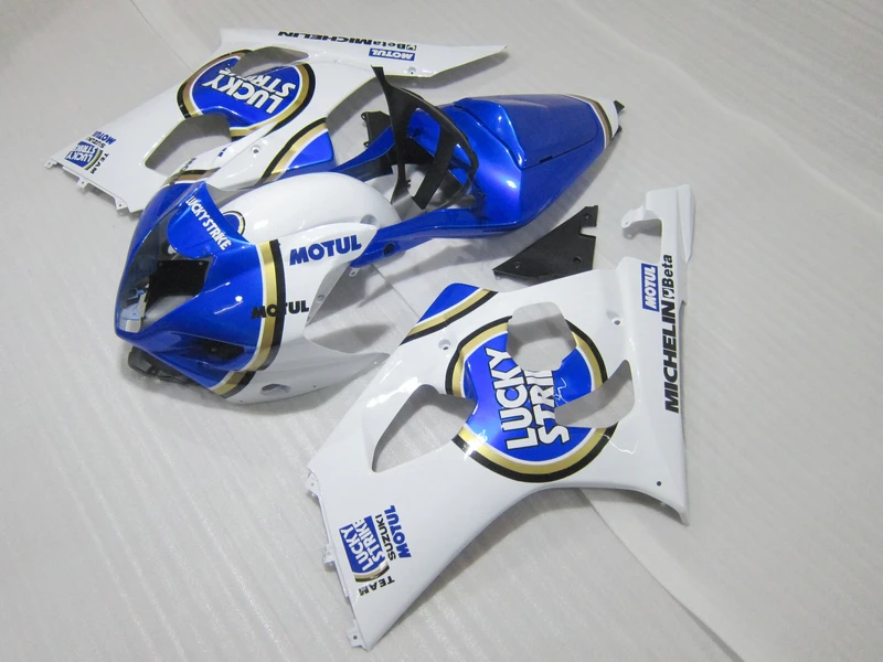 Motorcycle fairings set for SUZUKI GSX-R1000 03 04 white blue LUCKY STRIKE ABS fairing body kit K3 GSXR1000 2003 2004 CV5