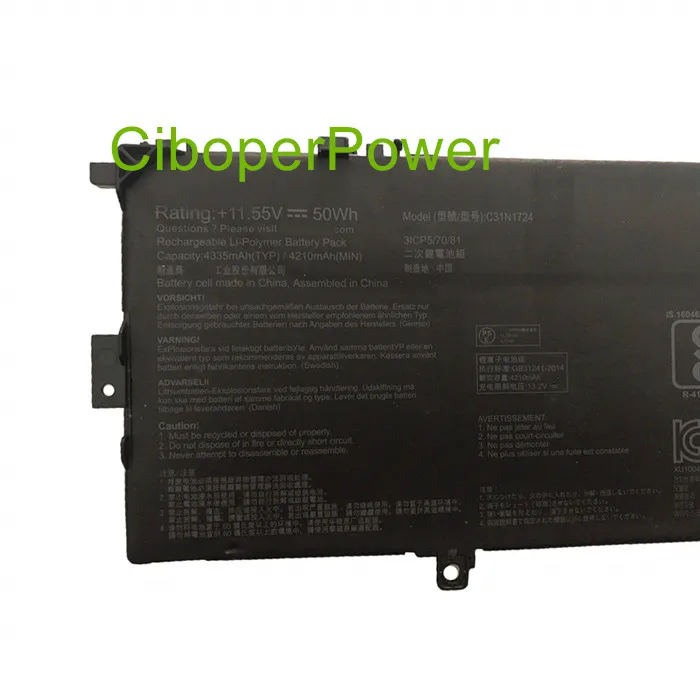 Original quality C31N1724 11.55V 50Wh  Laptop Battery for  C31N1724 Series Notebook C31N1724 3ICP5/70/8