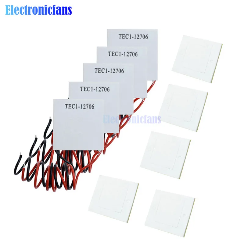 10pcs TEC1-12706 12V 60W Heatsink Thermoelectric Cooler Cooling Peltier Plate Module With Insulation Cotton Washer