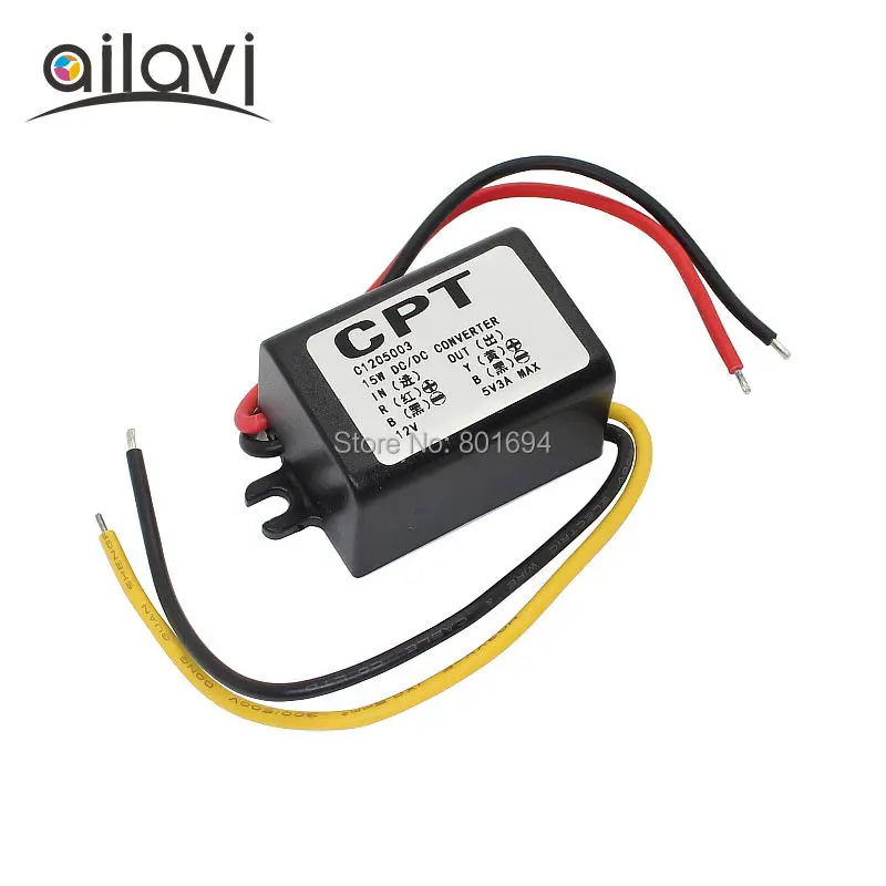 DC-DC 8-23V Car Power Converter Step-down Power Supply  CPT Waterproof Module 12VTurn5V 3A Pouring tape protection15W