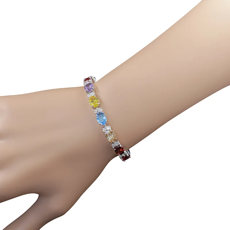 Cellacity Silver  Jewelry Gemstones Bracelet for Women Oval Zircon Trendy Female Fine JewelryValentine\'s Day gift Wholesale