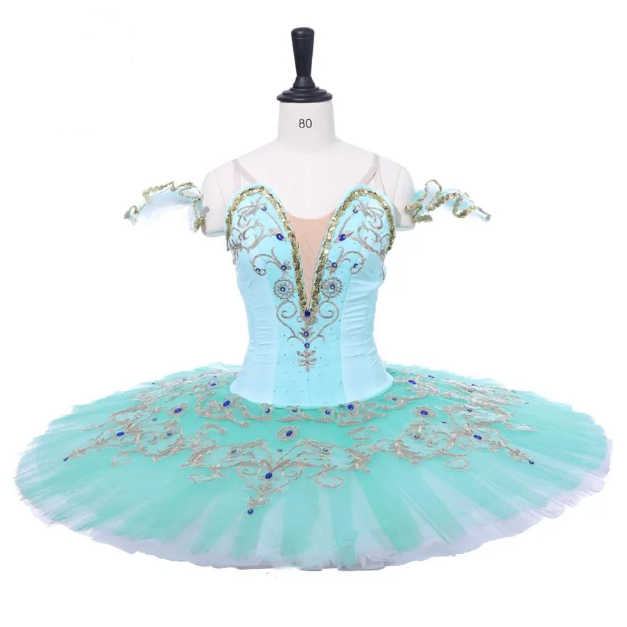 Tutu de ballet vert fait à la main pour enfants et femmes, vêtements de performance pour adultes, 12 couches, professionnel, haute qualité