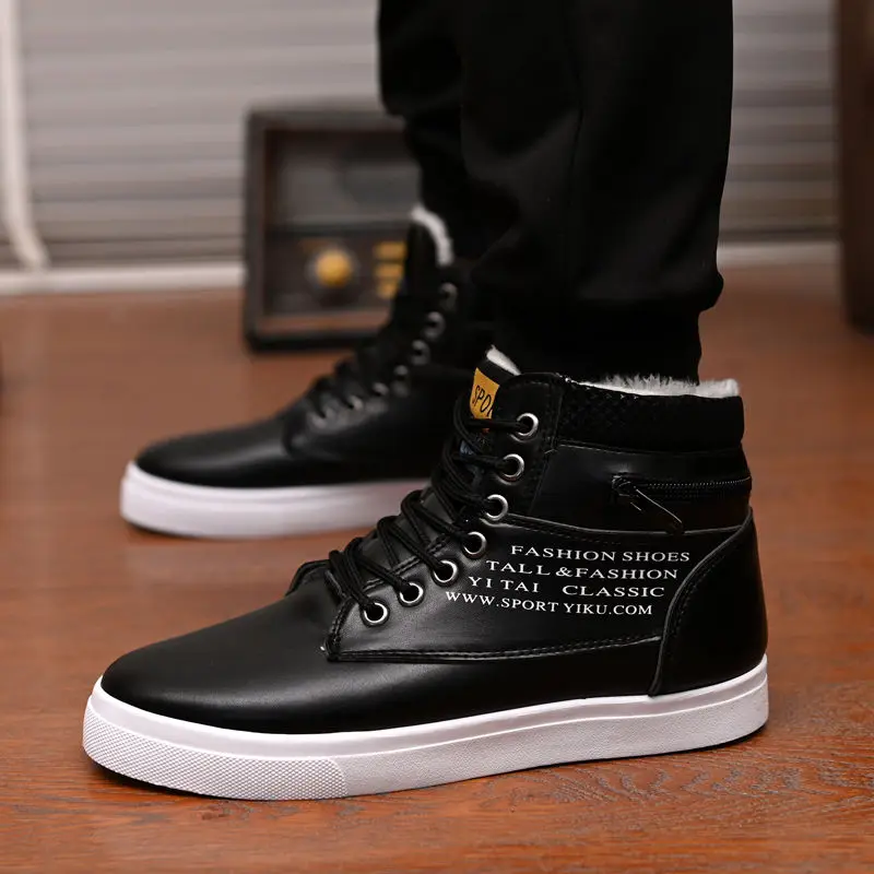 Ankle boots men snow boots winter warm Lace-up men shoes 2021 new fashion flock plush winter boots men shoe plus size