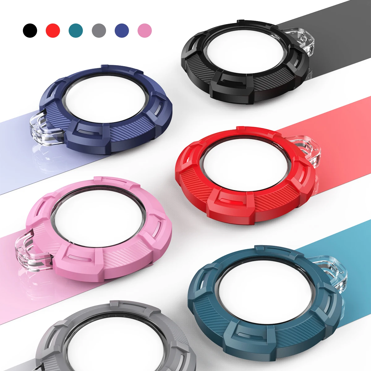 Juste de protection complète pour Apple AirTag, pare-chocs en silicone, étui en fibre de carbone, protection antichoc pour AirTags, structure anti-perte, 360 °