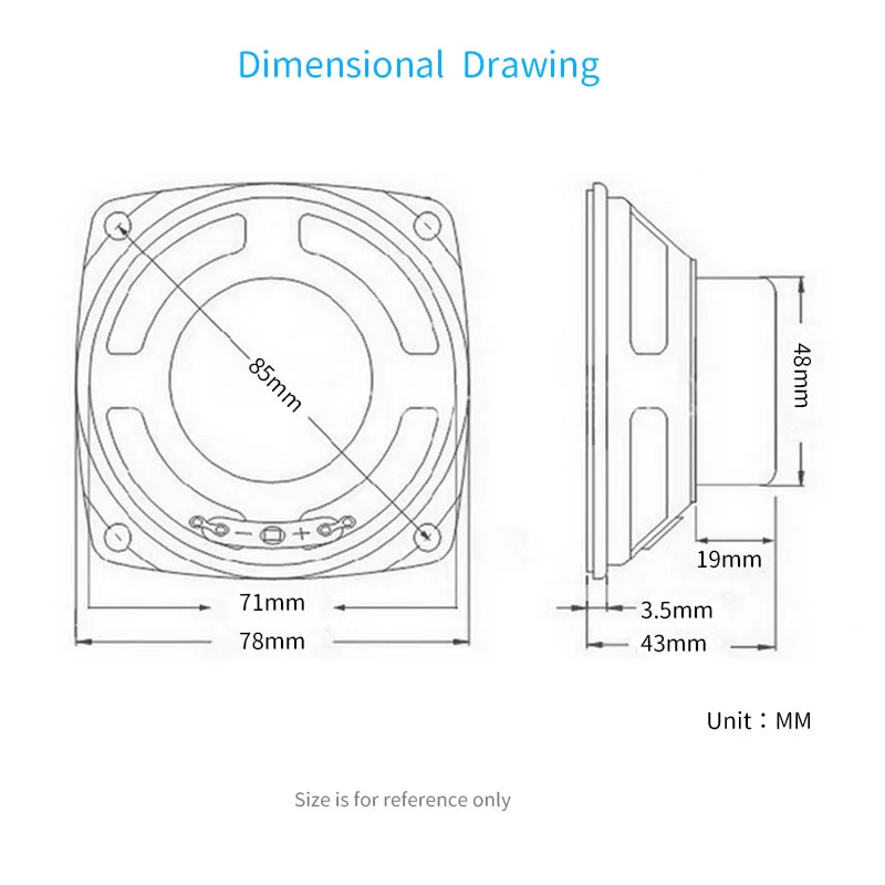 2pcs 3 Inch Full-Range Speaker 4 Ohm 10W Round Square Portable Full frequency Speakers Unit For Home Theater Loudspeakers