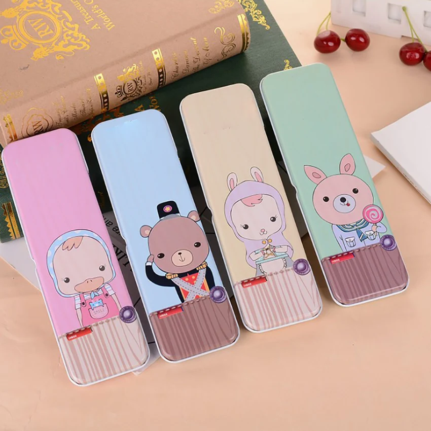 1PC Portable Cartoon Animal Pencil Case Creative Pencil Box Stationery Box For Student Kids Pencil Cases Storage Box 20*6*1.5cm