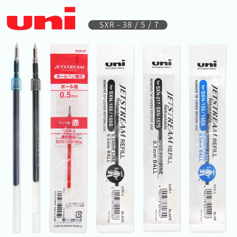 12PCS Uni SXR-38|SXR-5|SXR-7|SXR-10 Technology JETSTREAM Gel Pen Refill Quality Writing Supplies for kids child Student Office