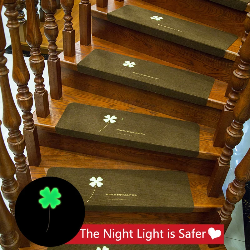 12pcs Non-slip Stair Carpet Mat Floor Luminous Self-adhesive DIY Cut Out Protector Mats Safety for Kids Elders Pets Wholesale