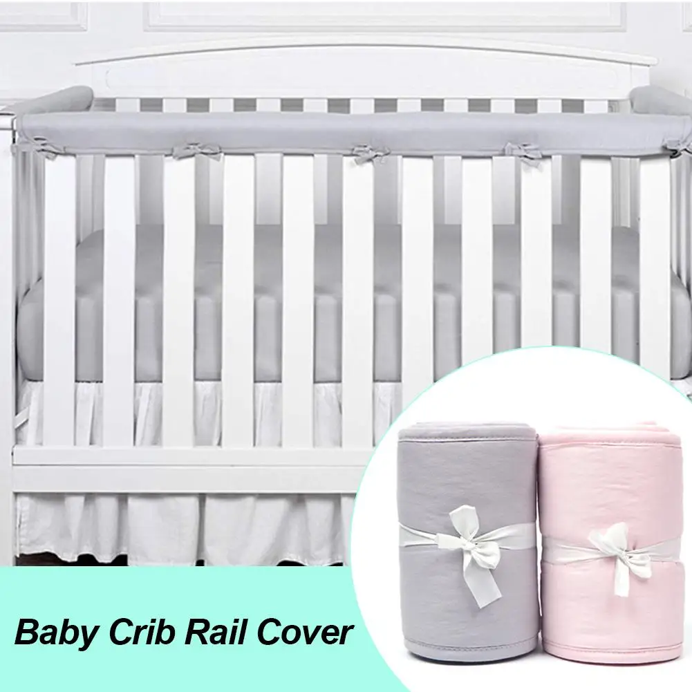 Three-piece Cotton Crib Protection Wrap Edge Baby Anti-bite Solid Color Bed Fence Guardrail Baby Care Baby Safety Products