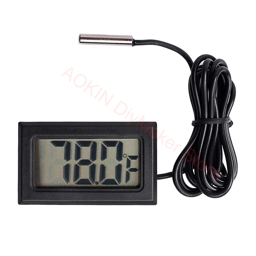 Black Digital LCD Thermometer Temperature Monitor with External Probe for Fridge Freezer Refrigerator Aquarium