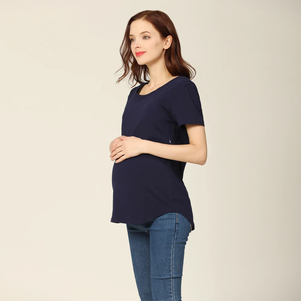 Summer Loose Big Size Maternity Top Short-Sleeved T-Shirt Breastfeeding Friendly Postpartum Nursing Wear for Pregnant Women