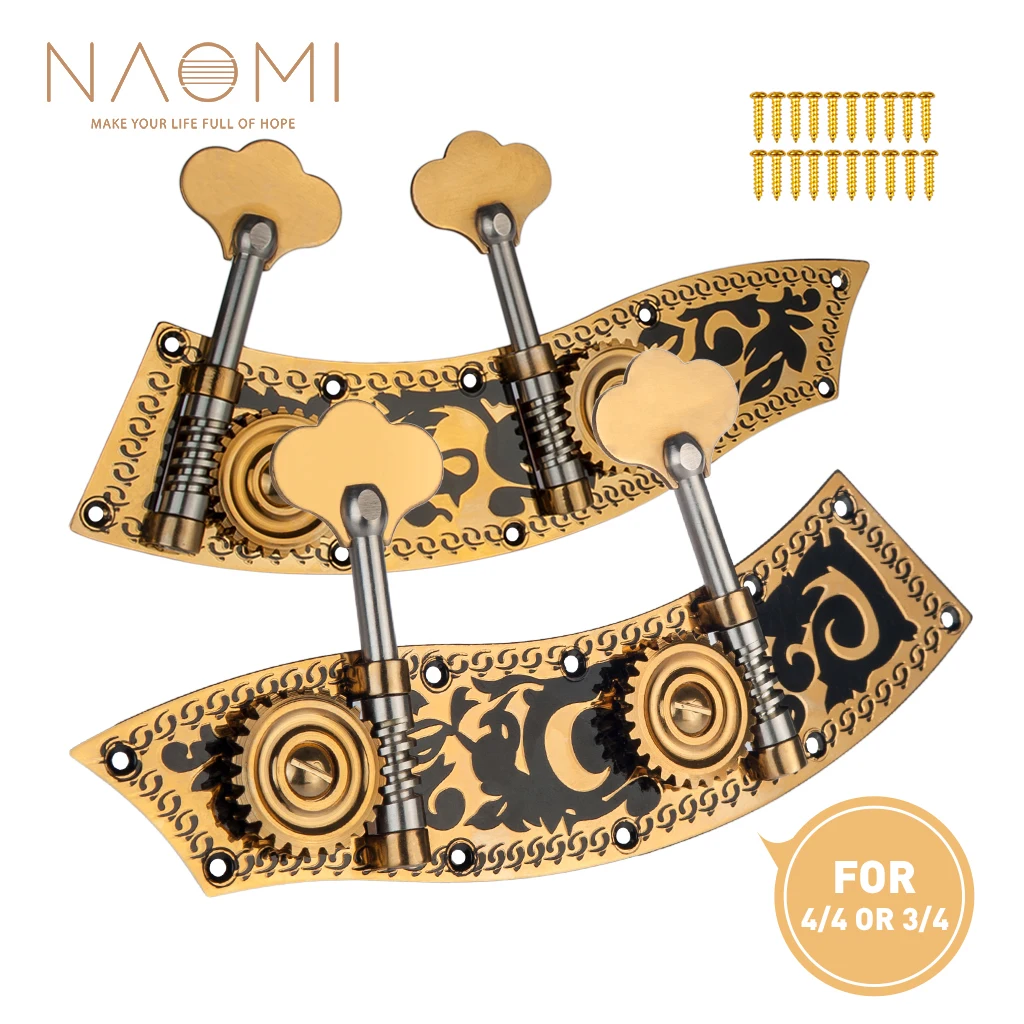 

NAOMI Engraved Upright Bass Dual Tuner Machine Bass Pegs 4/4 3/4 Double Bass Tuning Pegs Head Winder Pegs SET